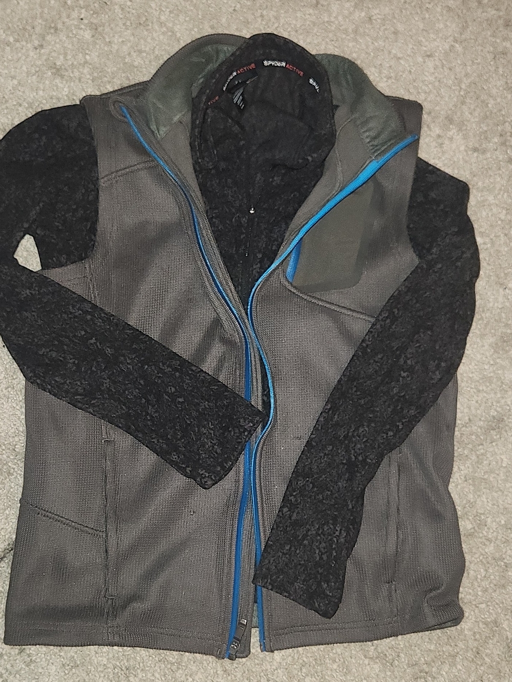 Gray Women's Spider Jacket And Vest with Black Sleeves